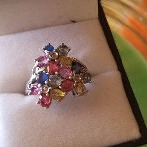 Jewelry - 925 vintage flowers ring with genuine stones Jewelry - 925 vintage flowers ring with genuine stones
